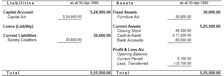 Balance Sheet in Hindi for Tally Accounting